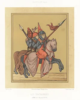 Maccabees in armour on horseback, 13th century