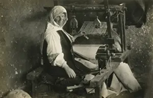 Weaver Prints: Macedonia - Woman working at a loom