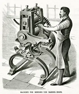 Hoops Prints: Machine for bending the barrel hoops 1875