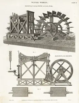 Machine for raising water at London Bridge, 19th century