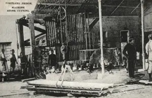 Convicts Prints: Machine stone cutting, Portland Prison, Dorset