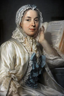Madame Ferrand meditating on Newton, 1753, by Maurice Quenti