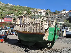 Madeira, Camara de Lobos - Fishing boat - drying fish
