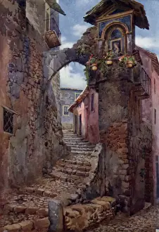 Masonry Prints: Madonna of Pietra Spregata at Subiaco, Italy