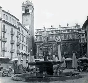 Belltower Collection: Madonna Verona Fountain, Piazza Erbe, Verona, Italy