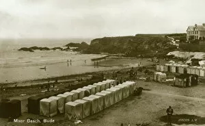 Huts Gallery: Maer Beach with Bathing Huts, Bude, Cornwall