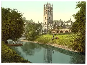 Magdalen Prints: Magdalen Tower, from the river, Oxford, England