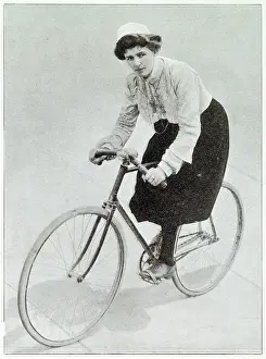 Holder Prints: Maggie Foster, female long distance cyclist. Date: 1902