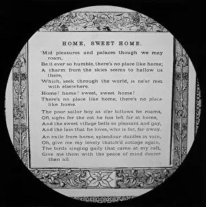 Lyrics Prints: Magic lantern slide with the words of Home Sweet Home