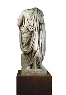 Magistrate with robe. Roman art. Sculpture on