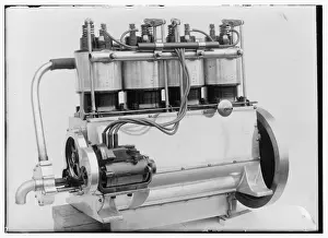 Magneto side of the Wright four-cylinder motor used in 1911