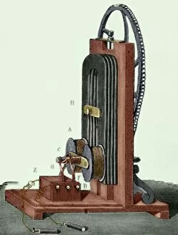 Magnetoelectric Machine by E. M. Clarke. 19th century. Color