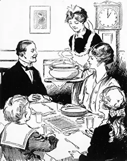 MAID BRINGS IN DINNER
