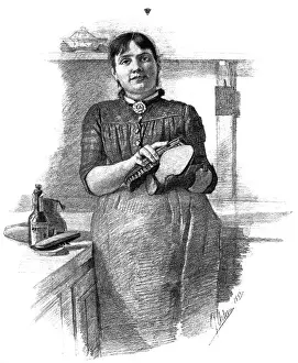Maid Cleans Shoes