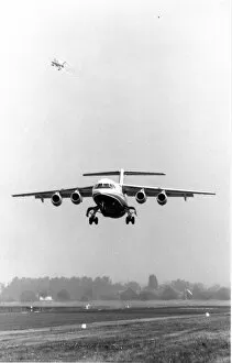 Hatfield Collection: The maiden flight of the first BAe146 G-SSSH from Hatfield
