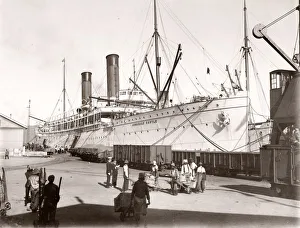 Mail boat in dock, Durban harbour, South Africa