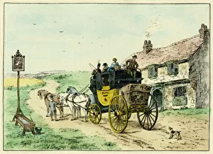 Images Dated 14th September 2015: Mail-coach entering an inn