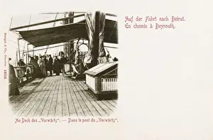 Lebanese Prints: On the main deck of the Vorwarts - Ship in port at Beirut