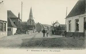 Calais Prints: Main High Street of Wizernes, Pas de Calais department, Hauts-de-France Region, France