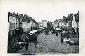 Poperinge Prints: Main Square on Market Day, Steenvoorde, Nord-Pas-de-Calais
