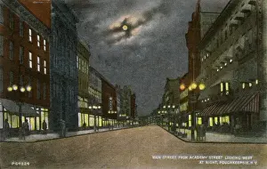 Poughkeepsie Prints: Main Street at night, Poughkeepsie, New York State, USA