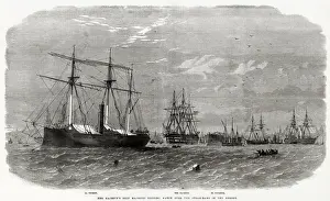 Her Majestys Ship Majestic keeping watch over the Steam-Rams in the Mersey