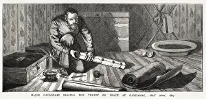 Anglo Afghan Gallery: Major Cavagnari sealing the treaty of peace at Gandamak, 26th May 1879