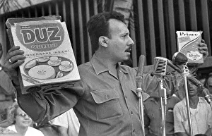 Microphone Prints: Major Faure Chomon with gift cartons, Cuba