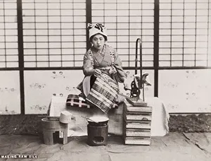 Making raw silk, Japan