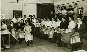 Ymca Prints: Making sacks and warm clothes for the troops, WW1