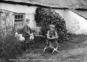 Crosses Prints: Making St. Brigids Crosses of Straw. Toome