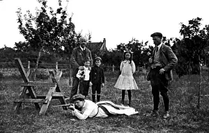 Malby family at leisure in their garden