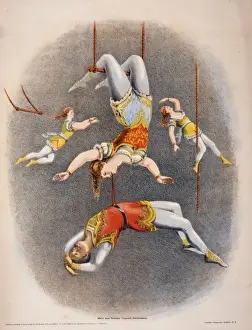 Trapeze Prints: Male and female trapeze performers