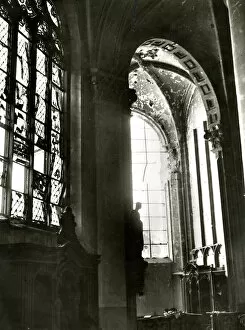 Shelling Collection: Malines Cathedral damaged by German shell, WW1