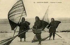 Malo-les-Bains, France - women fishing for shrimp