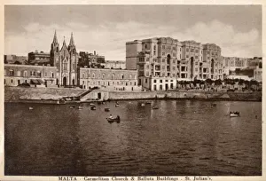 Parish Prints: Malta - Carmelite Church and Balluta Buildings, St Julian s