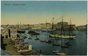 Maltese Prints: Malta - Dockyard Creek, Grand Harbour, Valletta