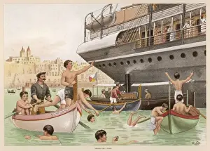 C1880 Prints: Maltese Boys Dive C1880