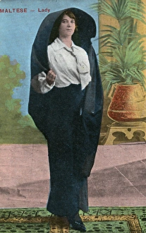 Images Dated 8th November 2016: A Maltese lady wearing a traditional over-head shawl