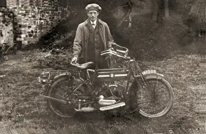 Registration Prints: Man with 1910 Rex motorcycle