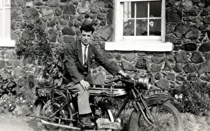 Man on 1913 / 14 Norton motorcycle