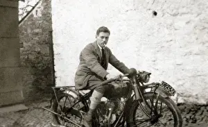 Registration Prints: Man on a 1922 Indian Scout motorcycle