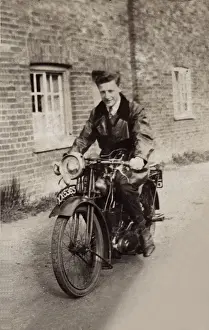 Registration Prints: Man on a 1926 / 7 BSA motorcycle circa 1927