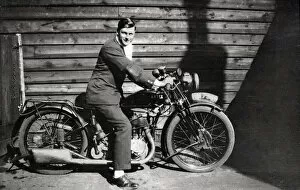 Man on a 1927 Model A Ariel motorcycle