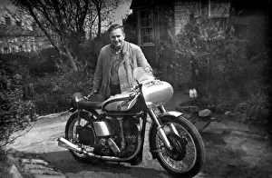 Norton Prints: Man & 1948 / 9 Norton Manx motorcycle