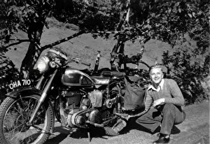 Posed Prints: Man & 1948 BSA motorcycle