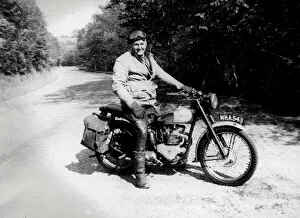 Posing Gallery: Man & 1948 Triumph motorcycle