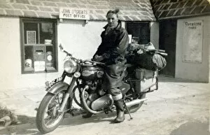 Rider Collection: Man on his 1956 / 7 Royal Enfield motorcycle
