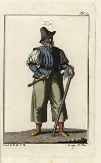 Alsace Prints: Man of Alsace in the middle ages with sword