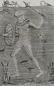 Weaponry Prints: Man-at-arms. Diver using an armoured sealed diving